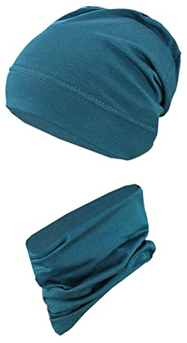 TupTam Jungen Beanie Mütze und Schlauchschal 2er Set, Farbe: Petrolgrün, Hat Size: 50 von TupTam