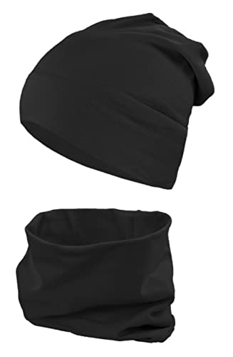 TupTam Jungen Beanie Mütze und Schlauchschal 2er Set, Farbe: Schwarz, Hat Size: 48 von TupTam