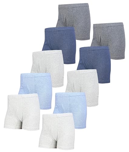 TupTam Boxershorts – Kinder Boxershorts Unterwäsche, Unterhosen im 10er oder 5er Pack, Farbe: 10er Pack Dunkelblau Blau Anthrazit Grau Hellgrau Meliert, Größe: 92-98 von TupTam