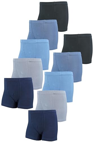 TupTam Boxershorts – Kinder Boxershorts Unterwäsche, Unterhosen im 10er oder 5er Pack, Farbe: Dunkelblau Anthrazit Indigo Blau Grau, Größe: 104-110 von TupTam