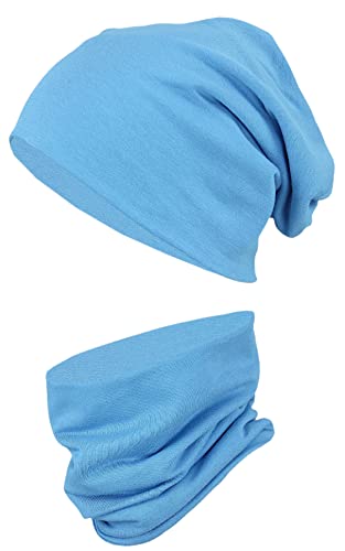 TupTam Kinder Beanie Mütze Schlauchschal Set Übergangszeit, Farbe: Jeans, Größe: 52-54 von TupTam