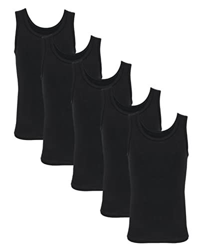 TupTam Kinder Jungen Unterhemd Ärmellos Tanktop 5er Pack, Farbe: Schwarz, Größe: 128-134 von TupTam