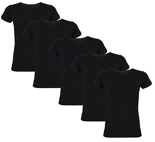 TupTam Kinder Jungen Unterhemd Basic T-Shirts Kurzarm 5er Pack, Farbe: Schwarz, Größe: 128-134 von TupTam