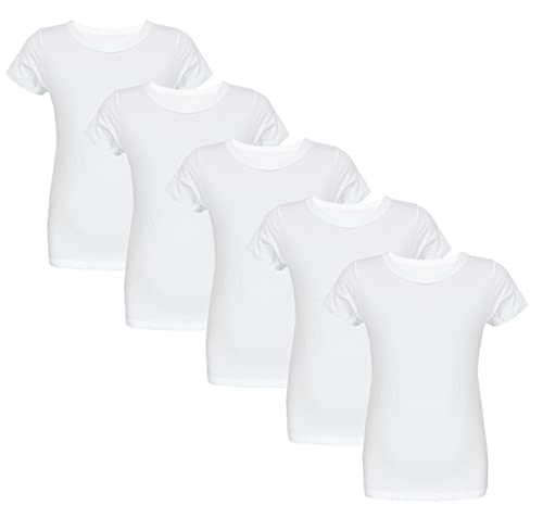 TupTam Kinder Jungen Unterhemd Basic T-Shirts Kurzarm 5er Pack, Farbe: Weiß, Größe: 104-110 von TupTam