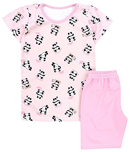 TupTam Kinder Mädchen Schlafanzug Set Kurzarm Pyjama Nachtwäsche 2-teilig Sommer, Farbe: Panda Rosa, Größe: 134 von TupTam