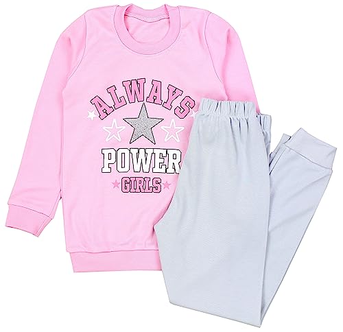 TupTam Kinder Mädchen Schlafanzug Set Langarm Pyjama Nachtwäsche 2-teilig, Farbe: Always Power Girls Rosa/Grau, Größe: 104 von TupTam