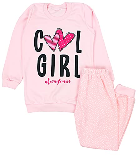 TupTam Kinder Mädchen Schlafanzug Set Langarm Pyjama Nachtwäsche 2-teilig, Farbe: COOL Girl Aprikose/Tupfen, Größe: 116 von TupTam