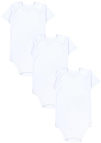 TupTam Kinder Unisex Kurzarm Body Baumwolle 3er Set, Farbe: Weiß, Größe: 104 von TupTam