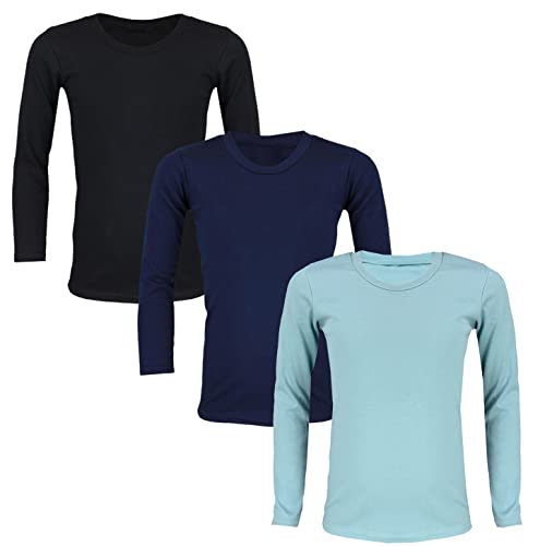 TupTam Langarmshirt Kinder – 3er Pack Unterhemden Jungen & Mädchen, 100% Baumwolle, Unisex, Farbe: Farbenmix 2, Größe: 128 von TupTam