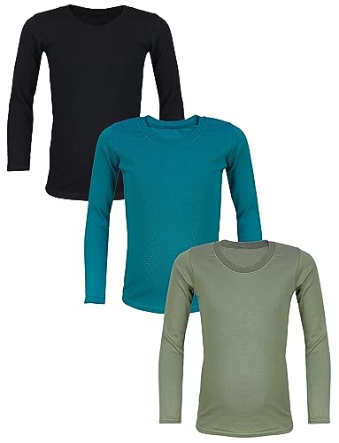 TupTam Langarmshirt Kinder – 3er Pack Unterhemden Jungen & Mädchen, 100% Baumwolle, Unisex, Farbe: Farbenmix 3, Größe: 152 von TupTam