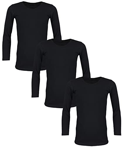TupTam Kinder Unisex Unterhemd Langarm 3er Pack, Farbe: Schwarz, Größe: 146 von TupTam