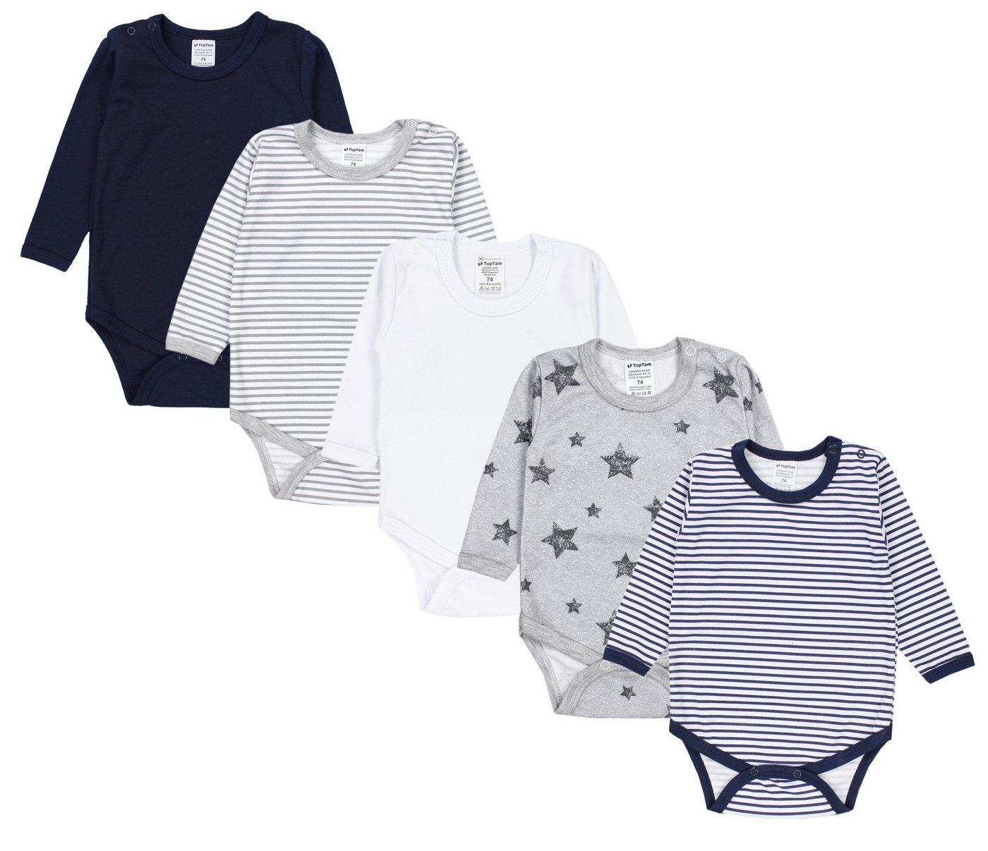 TupTam Langarmbody TupTam Jungen Baby Body Langarm Unifarben 5er Pack von TupTam