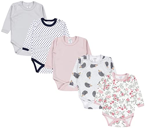 TupTam Baby Body Langarm Mädchen – 5er Pack Unifarbene Body Baby aus Baumwolle – OEKO-TEX zertifiziert, Farbe: Farbenmix 5, Größe: 74 von TupTam