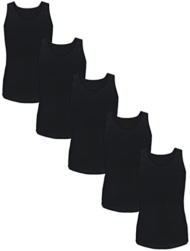 TupTam Mädchen Baumwolle Unterhemd 5er Pack Tank Top Ärmellos Kinder, Farbe: Schwarz, Größe: 110-116 von TupTam