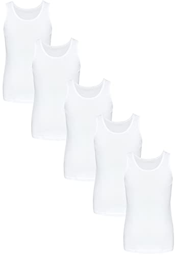 TupTam Mädchen Baumwolle Unterhemd 5er Pack Tank Top Ärmellos Kinder, Farbe: Weiß, Größe: 122-128 von TupTam