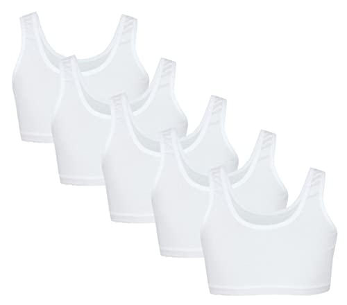 TupTam Mädchen Bustier mit Breiten Trägern 5er Pack, Farbe: Weiß, Größe: 134-140 von TupTam