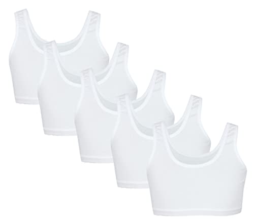 TupTam Mädchen Bustier mit Breiten Trägern 5er Pack, Farbe: Weiß, Größe: 146-152 von TupTam