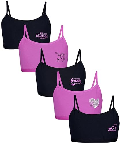 TupTam Mädchen Bustier mit Spaghettiträger 5er Pack, Farbe: Forever Friends Schwarz Rosa, Größe: 140-146 von TupTam
