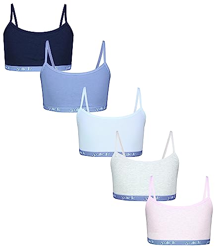 TupTam Mädchen Bustier mit Spaghettiträger 5er Pack, Farbe: Sportive Life Dunkelblau Blau Rosa, Größe: 152-158 von TupTam