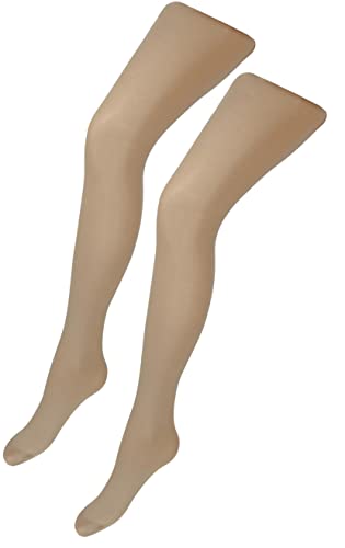 TupTam Mädchen Feinstrumpfhose Microfaser 40 DEN 2er Pack Strumpfhosenset, Farbe: Beige, Größe: 116-122 von TupTam