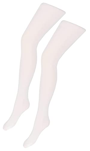 TupTam Mädchen Feinstrumpfhose Microfaser 40 DEN 2er Pack Strumpfhosenset, Farbe: Weiß, Größe: 152-164 von TupTam