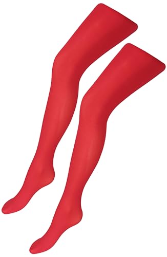 TupTam Mädchen Feinstrumpfhose Microfaser 40 DEN 2er Pack Strumpfhosenset, Farbe: Rot, Größe: 140-146 von TupTam