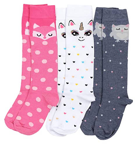 TupTam Mädchen Knielange Socken Gemustert 3er Pack, Farbe: Farbenmix 1, Socken Größe: 23-26 von TupTam
