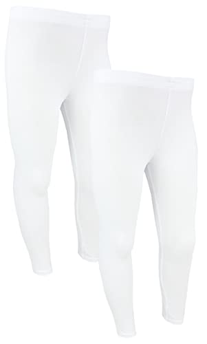 TupTam Mädchen Lange Leggings Unifarbe 2er Pack, Farbe: Weiß, Größe: 152 von TupTam