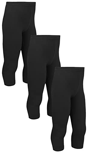 TupTam Mädchen Leggings 3/4 Capri Hose Kinder Blickdicht 3er Pack, Farbe: Schwarz, Größe: 110 von TupTam