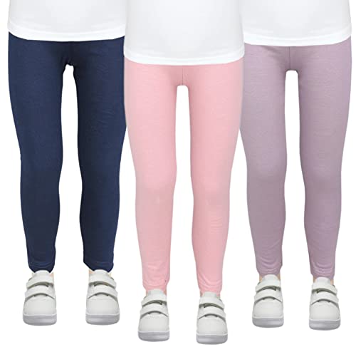 TupTam Mädchen Leggings Herbst Leggins Winterleggings Thermoleggins 3er Pack, Farbe: Dunkelblau/Lila/Rosa, Größe: 122 von TupTam