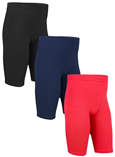 TupTam Mädchen Leggings Kurz Radlerhose 3er Pack, Farbe: Schwarz Dunkelblau Rot, Größe: 134 von TupTam