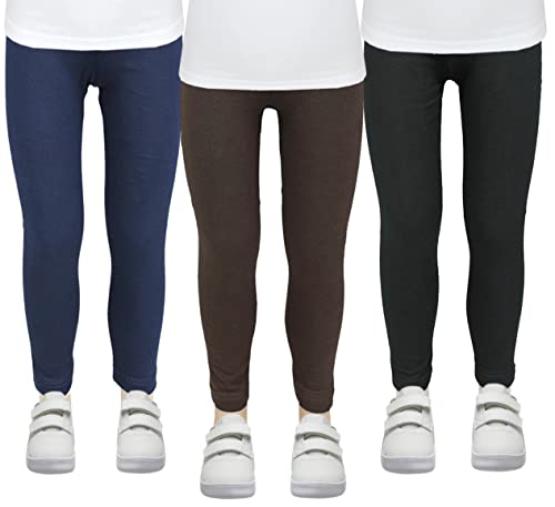 TupTam Mädchen Leggings Thermo Leggins Winterleggings Blickdicht 3er Pack, Farbe: Schwarz/Braun/Dunkelblau, Größe: 122 von TupTam