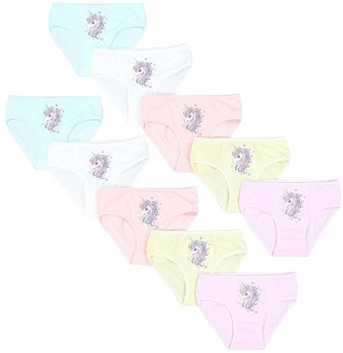 TupTam Unterhosen Mädchen 10er Pack Größe 92-170 – Bequeme Unterwäsche für Mädchen aus Baumwolle, Farbe: Einhorn Blau Graphite Grau Rosa, Größe: 128-134 von TupTam