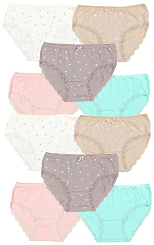 TupTam Unterhosen Mädchen 10er Pack Größe 92-170 – Bequeme Unterwäsche für Mädchen aus Baumwolle, Farbe: Farbenmix 9, Größe: 128-134 von TupTam
