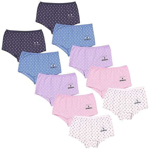 TupTam Mädchen Slips mit Aufdruck 10er Pack, Farbe: Herzen Blau Rosa Lila Ecru Violett, Größe: 104-110 von TupTam