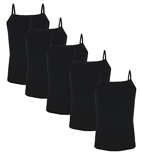 TupTam Mädchen Unterhemd Spaghettiträger Top 5er Pack, Farbe: Schwarz, Größe: 122-128 von TupTam