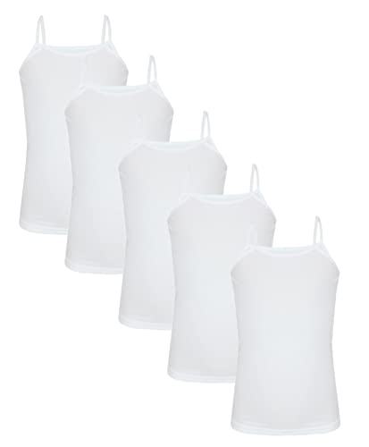 TupTam Mädchen Unterhemd Spaghettiträger Top – Atmungsaktive Unterhemden Mädchen im 5er Pack, Farbe: Weiß, Größe: 110-116 von TupTam