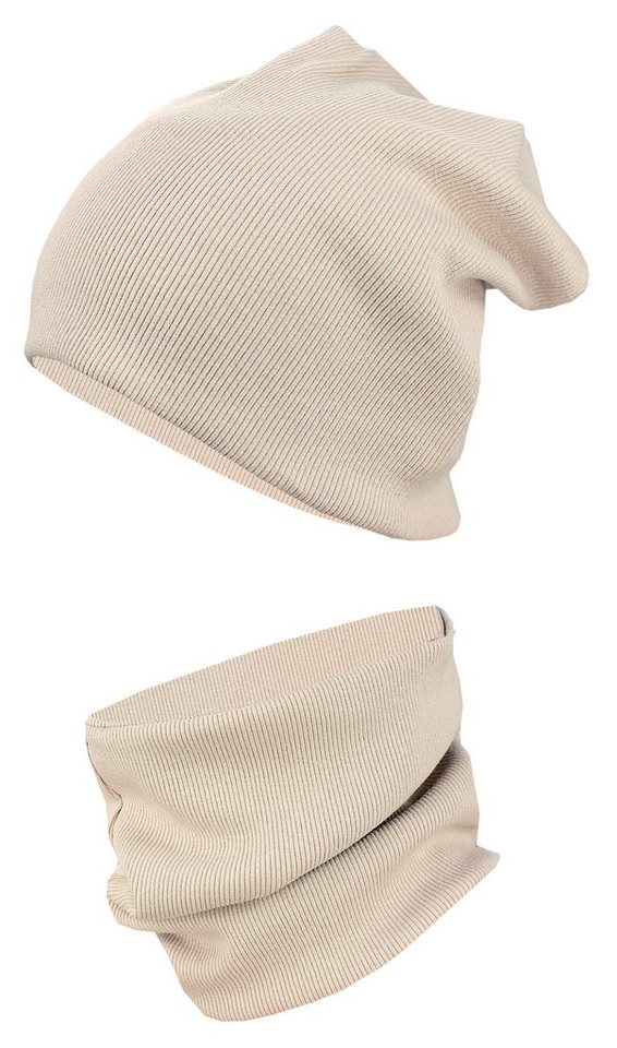 TupTam Mütze & Schal Kinder Beanie Mütze Schlauchschal Set aus Jersey und Rippstoff von TupTam