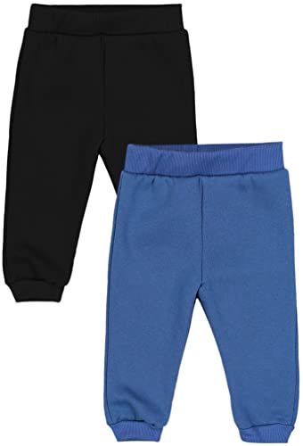 TupTam Pumphose Baby Jungen Winter 2er Pack – Warme Baby Hosen Jungen aus Baumwolle mit Fleece-Innenseite, Farbe: Jeansblau/Schwarz, Größe: 80 von TupTam