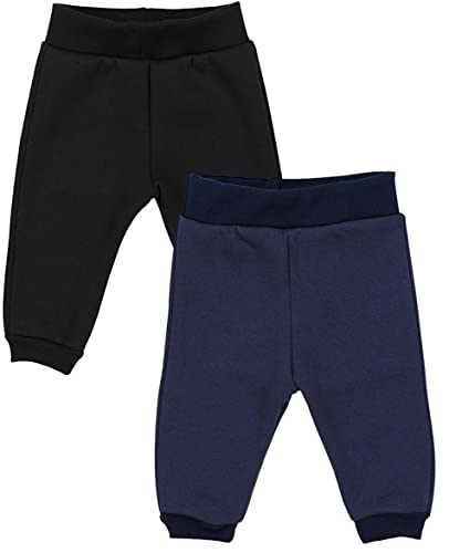 TupTam Pumphose Baby Jungen Winter 2er Pack – Warme Baby Hosen Jungen aus Baumwolle mit Fleece-Innenseite, Farbe: Schwarz/Dunkelblau, Größe: 86 von TupTam