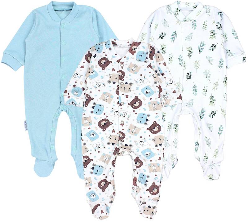 TupTam Schlafoverall Baby Jungen Schlafstrampler Langarm Schlafanzug mit Fuß 3er Pack von TupTam