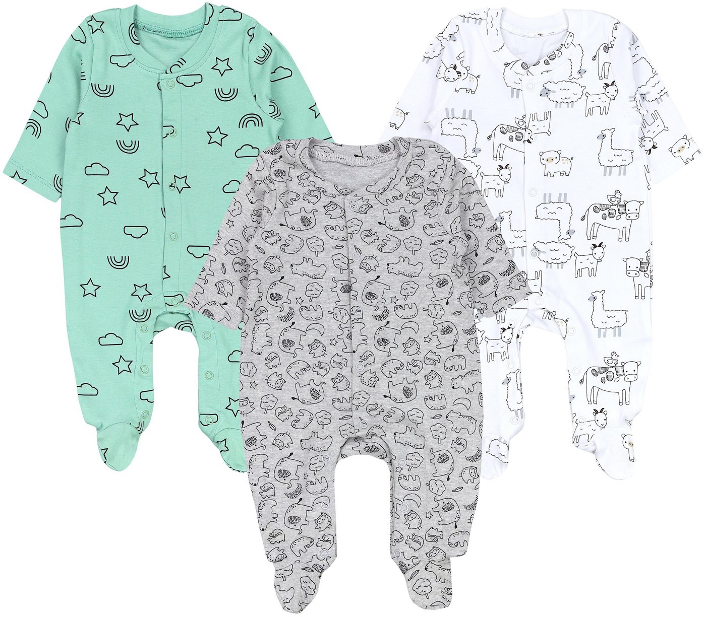 TupTam Schlafoverall Baby Jungen Schlafstrampler Langarm Schlafanzug mit Fuß 3er Pack von TupTam