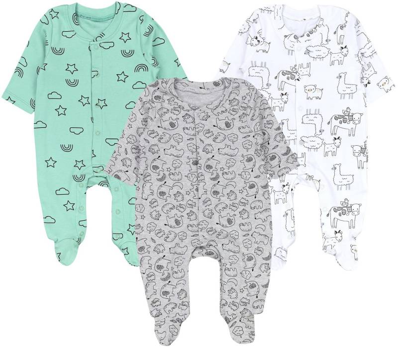 TupTam Schlafoverall Baby Jungen Schlafstrampler Langarm Schlafanzug mit Fuß 3er Pack von TupTam