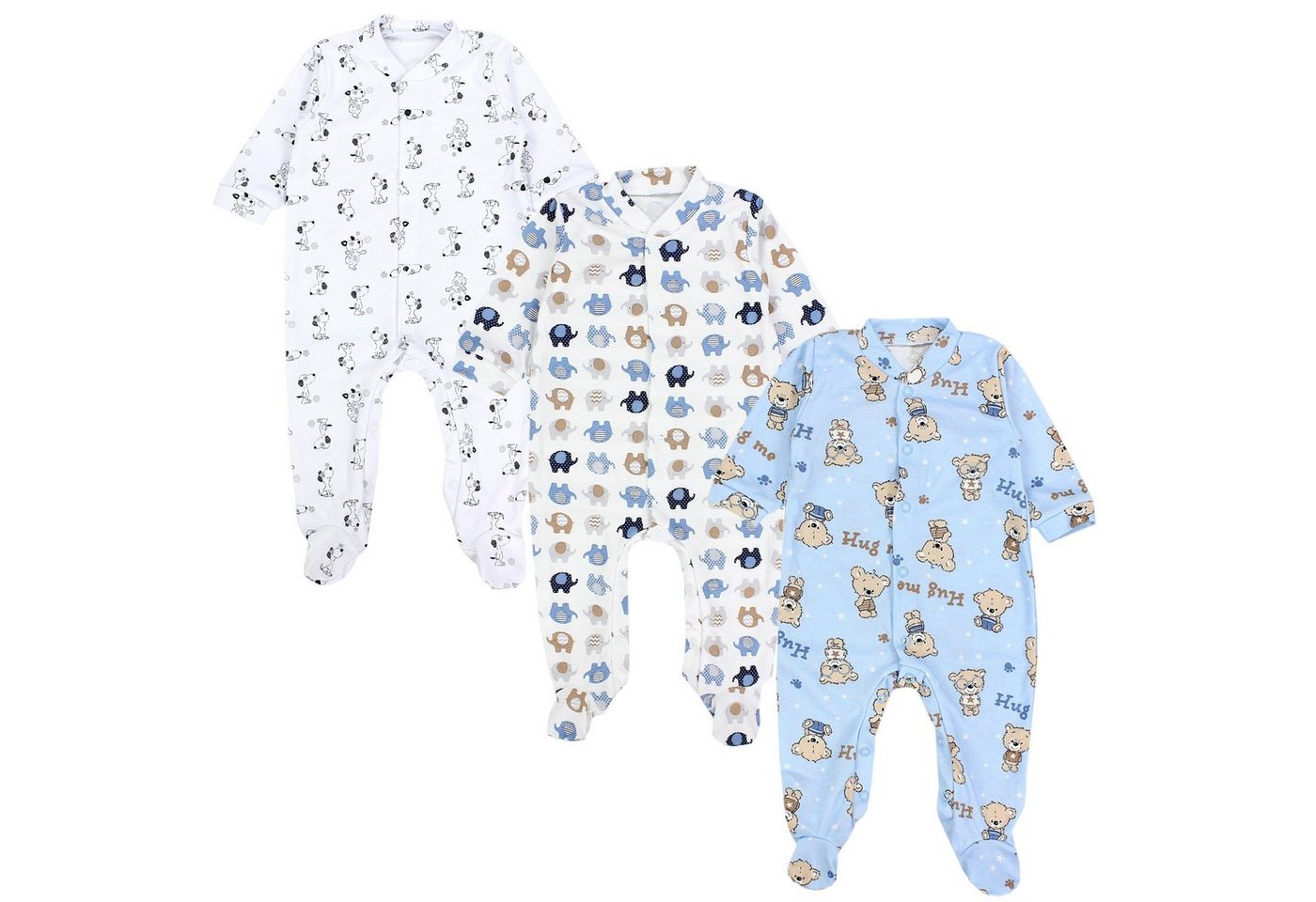 TupTam Schlafoverall Baby Jungen Schlafstrampler Langarm Schlafanzug mit Fuß 3er Pack von TupTam