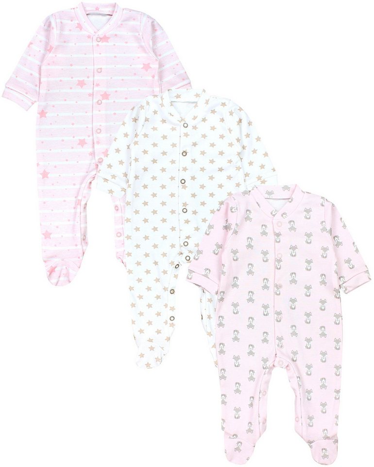 TupTam Schlafoverall TupTam Baby Mädchen Schlafstrampler mit Fuß 3er Pack von TupTam