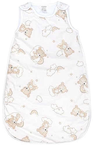 TupTam Schlafsack Baby 2.5 TOG – OEKO-TEX Ganzjahresschlafsack Kinder mit Seitlichem Reißverschluss, Ärmellos, Farbe: Bären auf Wolken und Regenbögen, Größe: 80-86 von TupTam