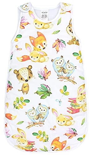 TupTam Schlafsack Baby 2.5 TOG – OEKO-TEX Ganzjahresschlafsack Kinder mit Seitlichem Reißverschluss, Ärmellos, Farbe: Fuchs Eule Hase, Größe: 80-86 von TupTam