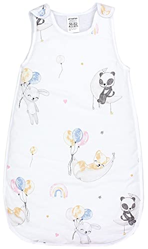 TupTam Schlafsack Baby 2.5 TOG – OEKO-TEX Ganzjahresschlafsack Kinder mit Seitlichem Reißverschluss, Ärmellos, Farbe: Tiere/Luftballons/Mond, Größe: 80-86 von TupTam