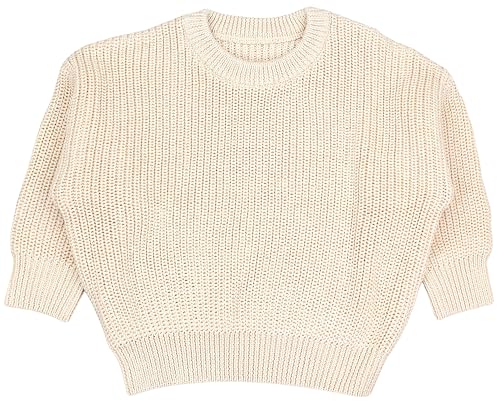 TupTam Strickpullover Bio- Baumwolle Junge Mädchen, Farbe: Cremebeige Uni, Größe: 110/116 von TupTam