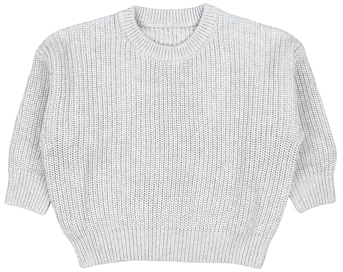 TupTam Strickpullover Bio- Baumwolle Junge Mädchen, Farbe: Hellgrau Uni, Größe: 110/116 von TupTam